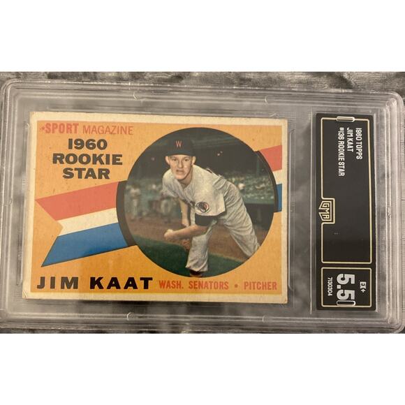 1960 JIM KAAT TOPPS ROOKIE STAR PSA 5.5 EX+ HOF WASHINGTON SENATORS TWINS #136 - Picture 1 of 6